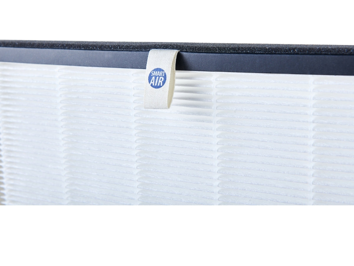 Close up of Smart Air SA600 HEPA filter with Smart Air label on white background