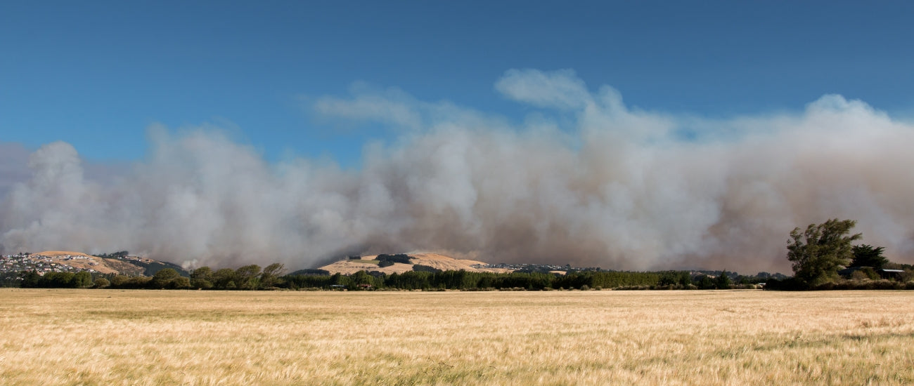 Smoke over the port hills in Christchurch, New Zealand