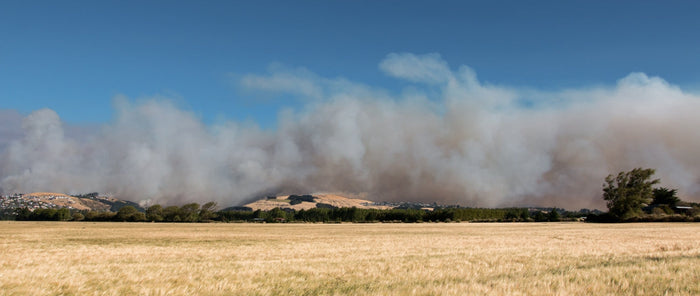 Smoke over the port hills in Christchurch, New Zealand