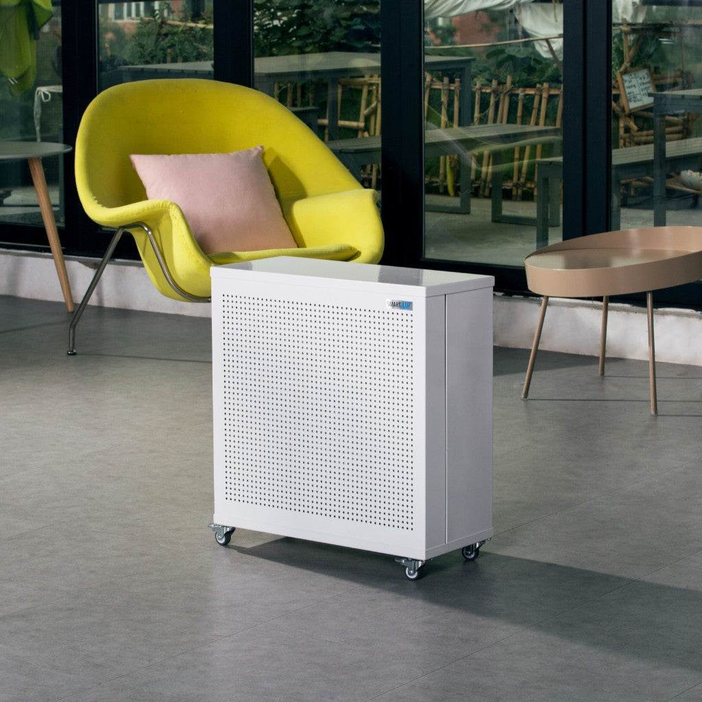Smart Air Blast Mini Air Purifier in cafe environment on polished concrete floor