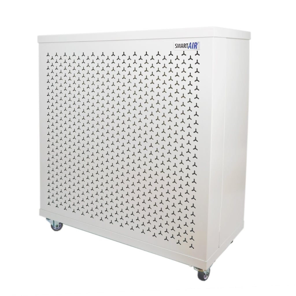 Angled front-side view of Smart Air Blast Mini air purifier on white background