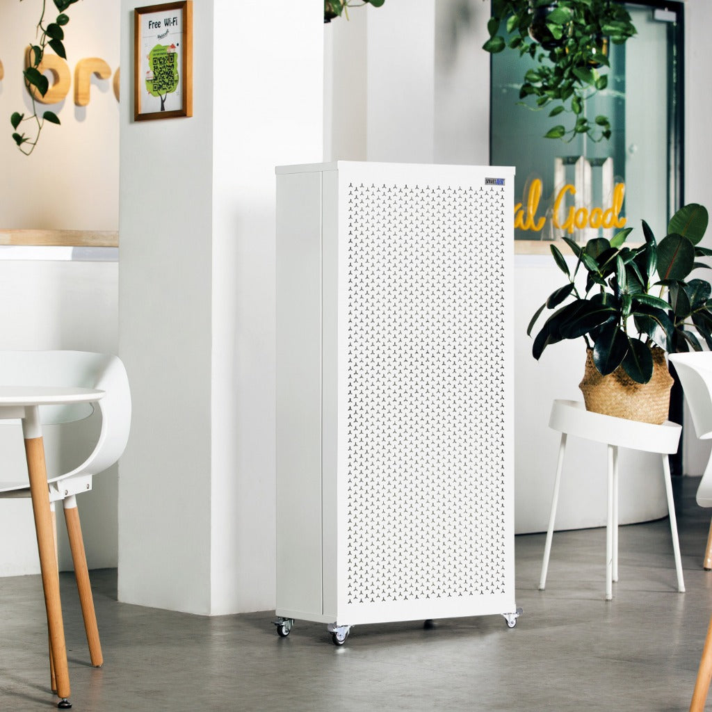 Smart Air Blast MK II air purifier in modern cafe on polished concrete