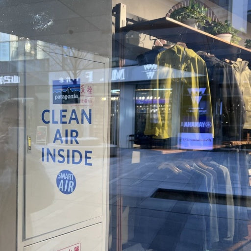 Clean Air inside Smart Air sticker on Patagonia storefront