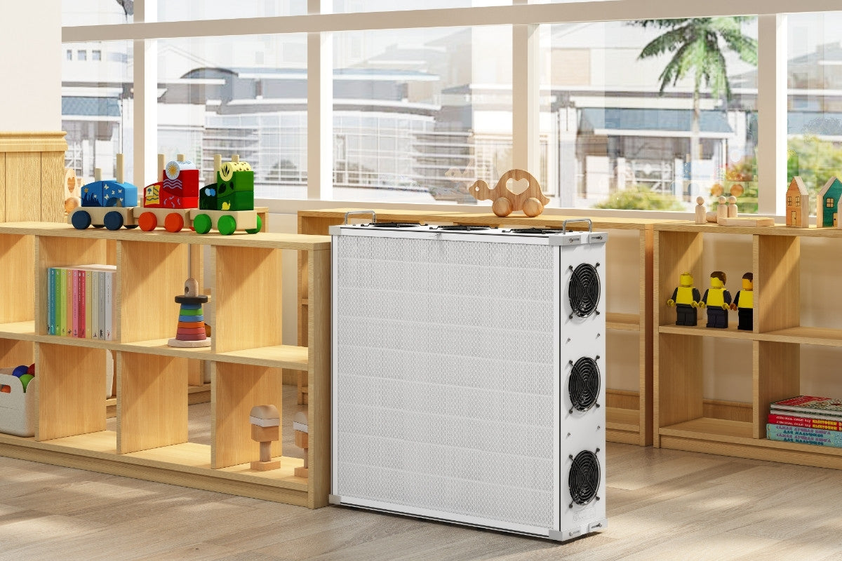 SA700 air purifier on wooden floor in kindergarten room