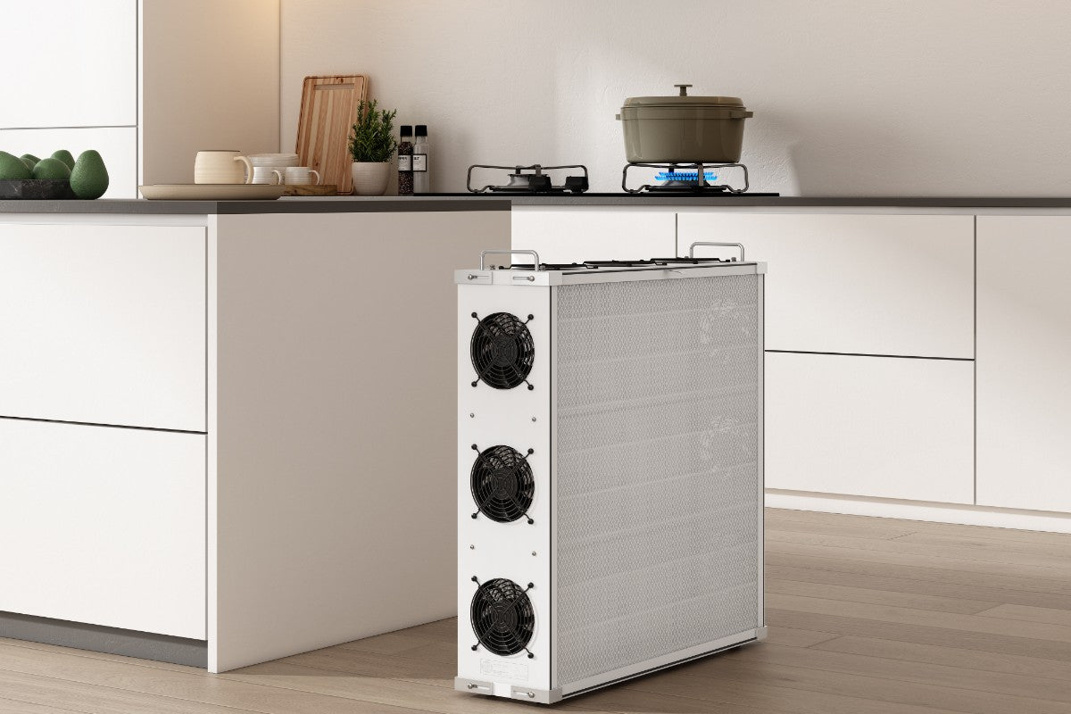 SA700 air purifier in modern kitchen with stove in background