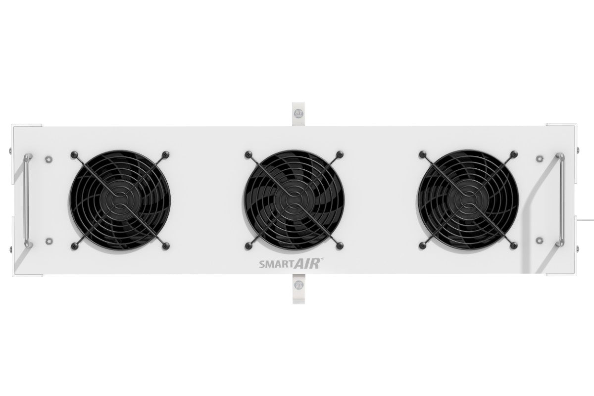 Top down view of Smart Air SA700 air purifier showing 3 fans on top