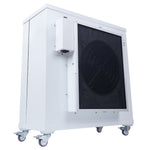 Back angled view of Smart Air Blast Mini Mk II Air Purifier with pre-filter shown