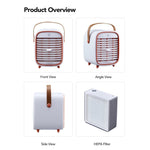 Multiple viewing angles of Smart Air QT3 portable Air Purifier including HEPA filter